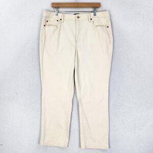 Talbots Jeans Womens 16W Cream High Rise Modern Ankle Straight Stretch Denim